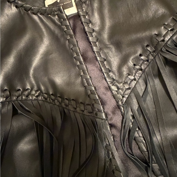 Black Fringe Leather Jacket - Picture 4 of 5